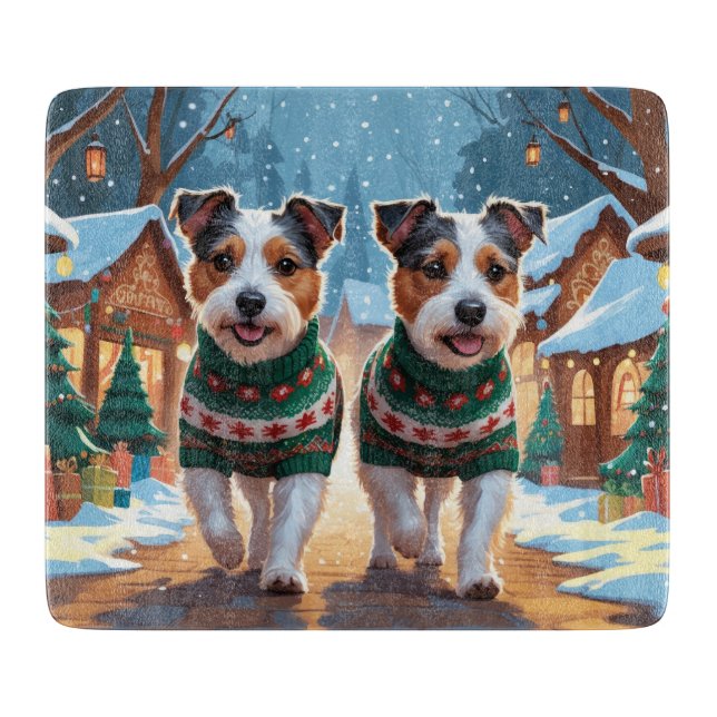Australian Terrier Dogs Christmas Snow Holiday Cutting Board (Front)