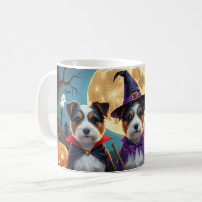 Australian Terrier Dogs Pumpkin Halloween Funny Coffee Mug (Front Left)