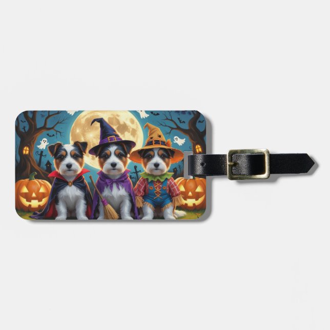 Australian Terrier Dogs Pumpkin Halloween Funny Luggage Tag (Front Horizontal)