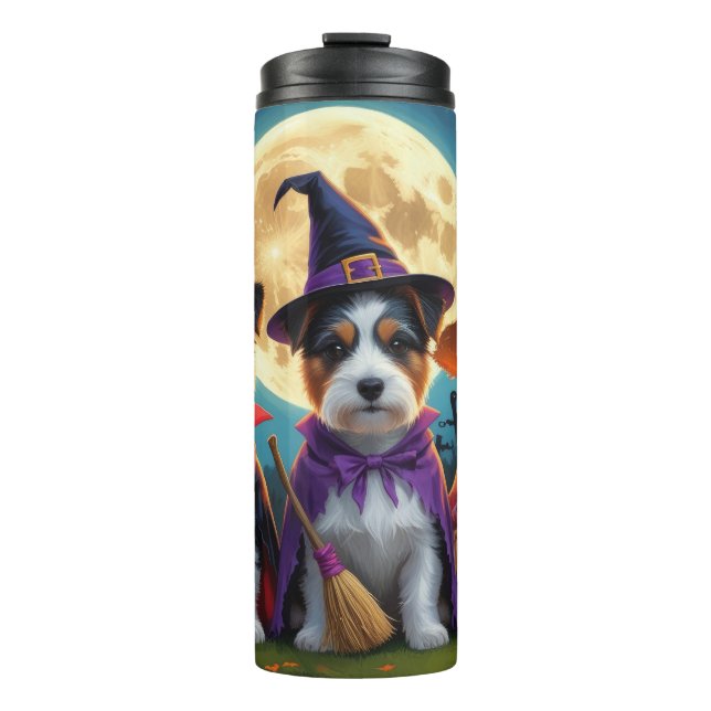 Australian Terrier Dogs Pumpkin Halloween Funny Thermal Tumbler (Front)