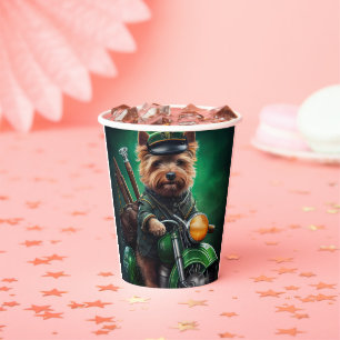 Australian Terrier driving bike St. Patrick's Day Paper Cups