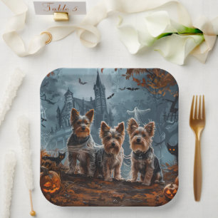 Australian Terrier Halloween Night Doggy Delight Paper Plate