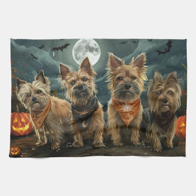 Australian Terrier Halloween Spooky Tea Towel (Horizontal)