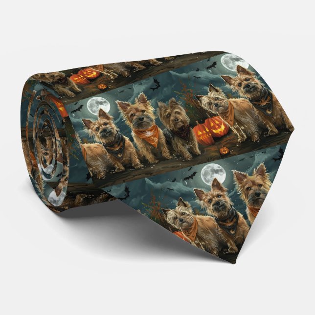 Australian Terrier Halloween Spooky Tie (Rolled)