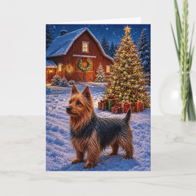 Australian Terrier  Holiday Card (Front)