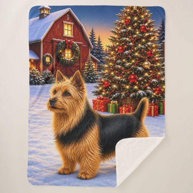 Australian Terrier Holiday  Sherpa Blanket (Front)