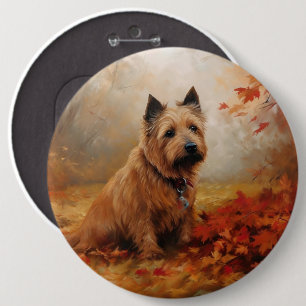 Australian Terrier in Autumn Leaves Fall Inspire 6 Cm Round Badge