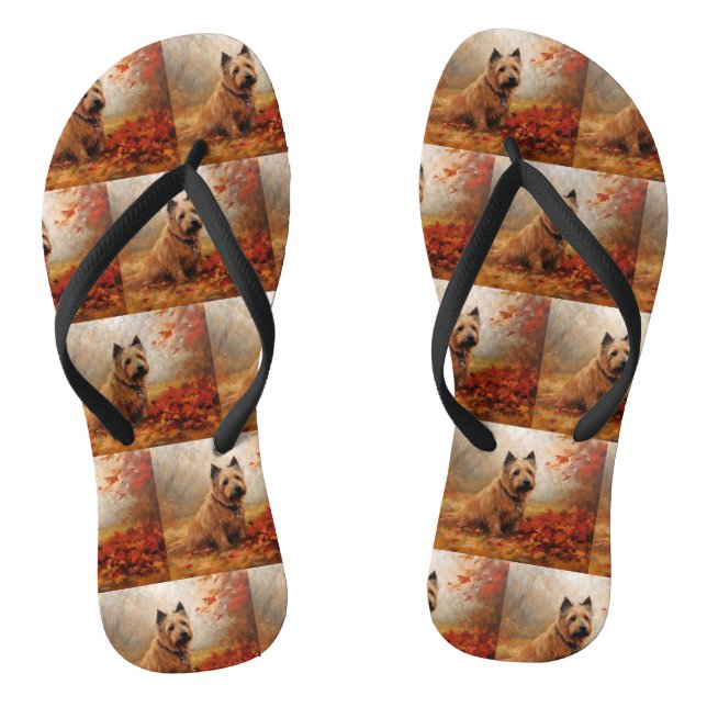 Australian Terrier in Autumn Leaves Fall Inspire Jandals (Footbed)