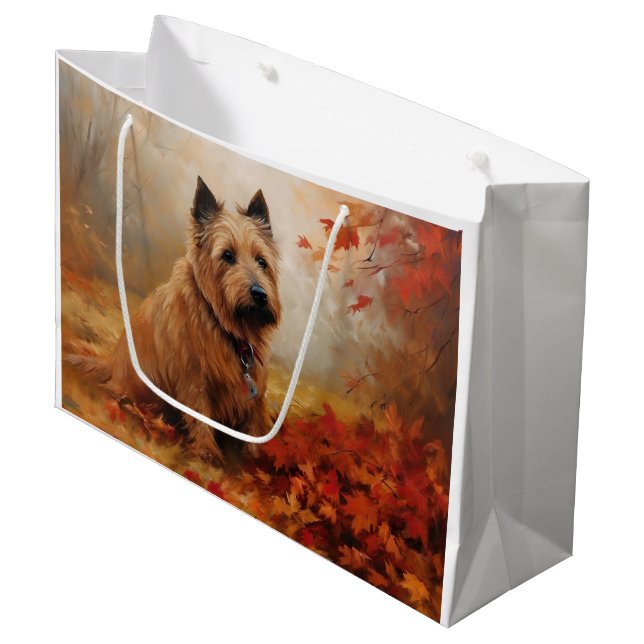 Australian Terrier in Autumn Leaves Fall Inspire Large Gift Bag (Front Angled)