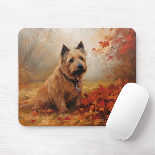 Australian Terrier in Autumn Leaves Fall Inspire Mouse Pad (With Mouse)