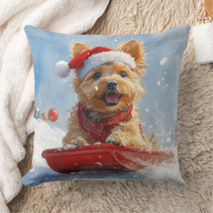 Australian Terrier in Sledge Let it Snow Christmas Cushion