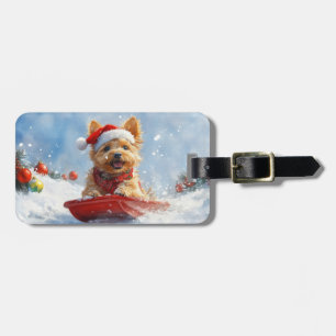 Australian Terrier in Sledge Let it Snow Christmas Luggage Tag