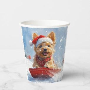 Australian Terrier in Sledge Let it Snow Christmas Paper Cups