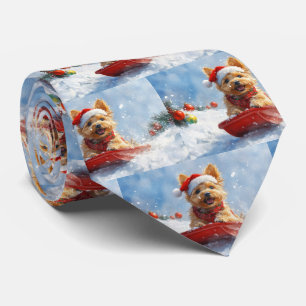 Australian Terrier in Sledge Let it Snow Christmas Tie