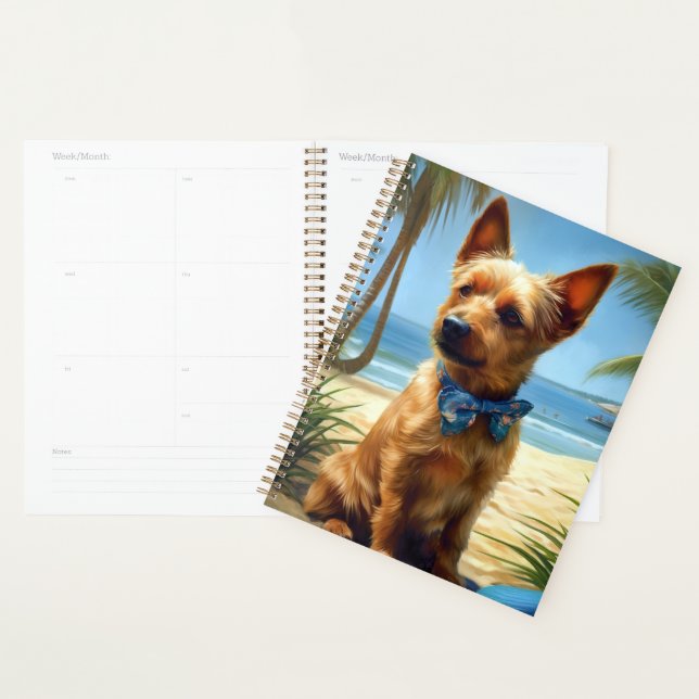 Australian Terrier On Beach dog lover summer gift Planner (Display)