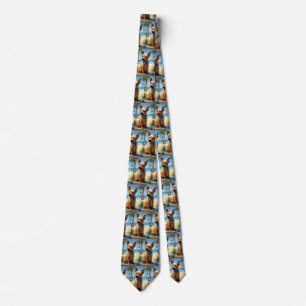Australian Terrier On Beach dog lover summer gift Tie