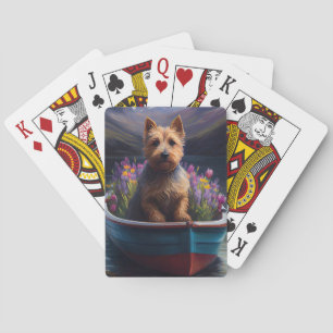 Australian Terrier on Paddle: A Scenic Adventure Playing Cards