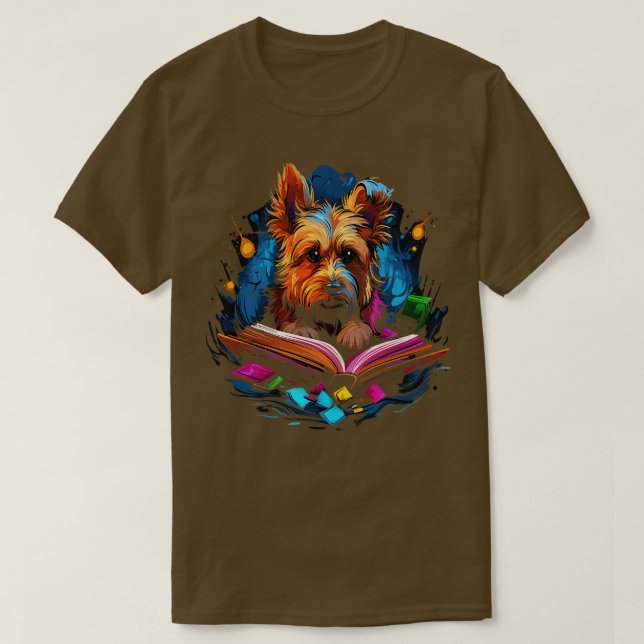 Australian Terrier Reads Book T-Shirt (Design Front)