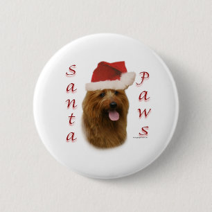 Australian Terrier Santa Paws 6 Cm Round Badge