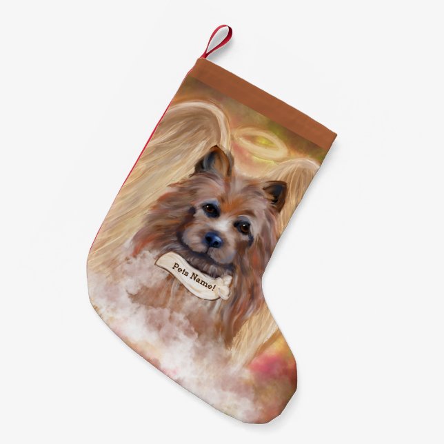 AUSTRALIAN TERRIER SMALL CHRISTMAS STOCKING (Front (Hanging))