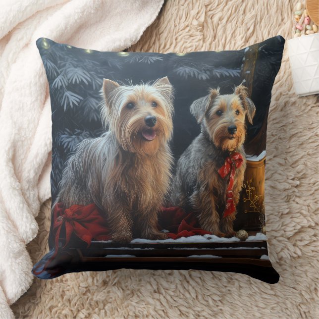 Australian Terrier Snowy Sleigh Christmas Decor  Cushion (Blanket)