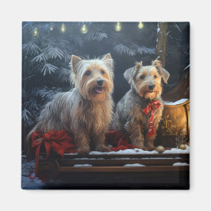 Australian Terrier Snowy Sleigh Christmas Decor Magnet