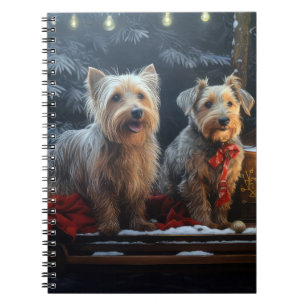 Australian Terrier Snowy Sleigh Christmas Decor Notebook