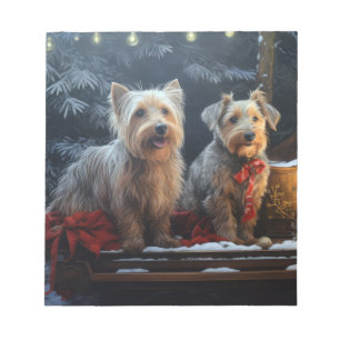 Australian Terrier Snowy Sleigh Christmas Decor Notepad