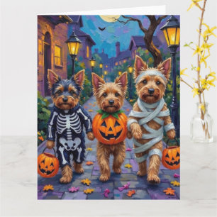 Australian Terrier Trick-or-Treating in Halloween Card