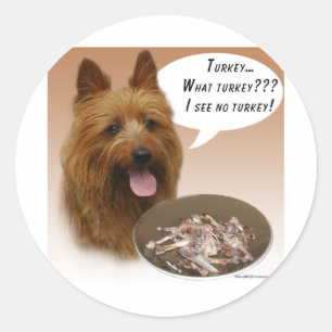 Australian Terrier Turkey Classic Round Sticker
