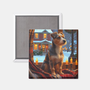 Australian Terrier With Christmas Lights Holiday Magnet