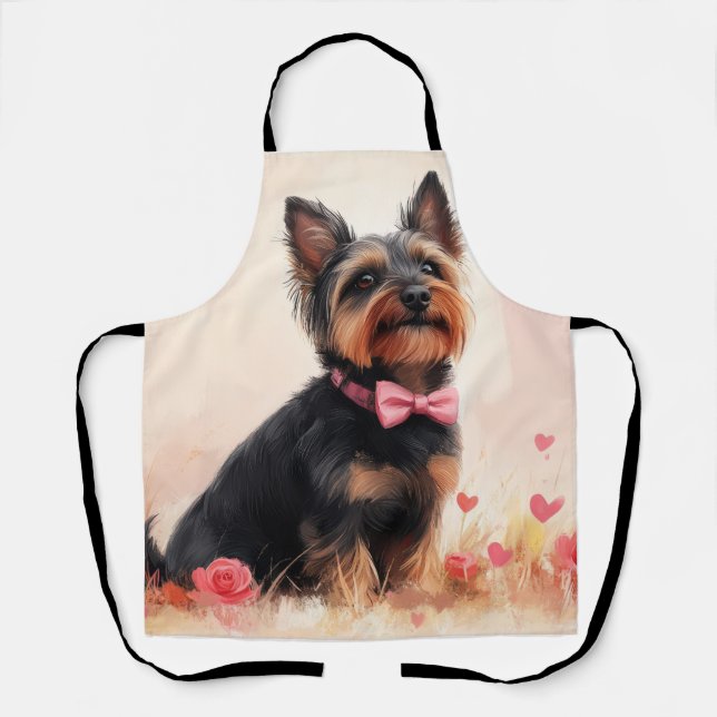 Australian Terrier with Roses - Valentine's Day Apron (Front)