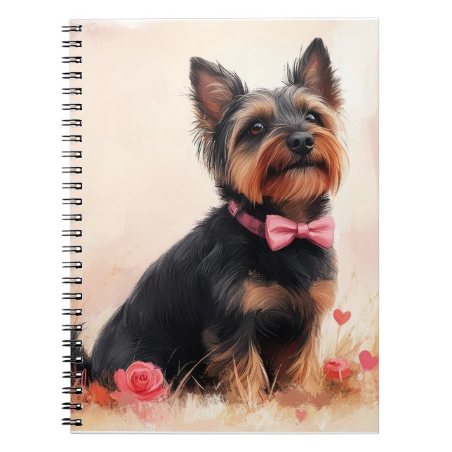 Australian Terrier with Roses - Valentine's Day Notebook (Front)