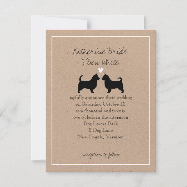 Australian Terriers with Long Tails Wedding Invitation (Front)
