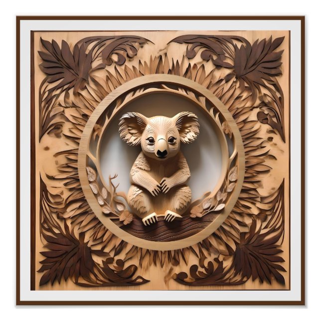 Australian Tree Hugger: Koala Bear Wood Print (Front)