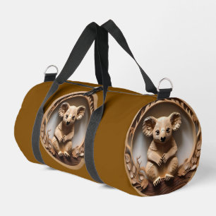 Australian Tree Hugger: Koala Bear Wood Print Duffle Bag