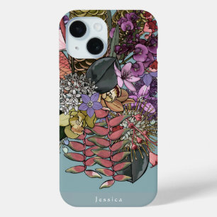 Australian Vintage Tropical Summer Wildflowers iPhone 15 Case