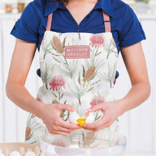Australian Watercolour Wild Flowers Personalised Apron