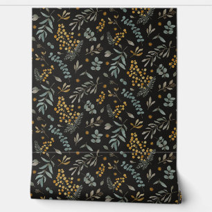 Australian wattle eucalyptus floral black wallpaper