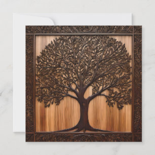 Australian Wattle Tree 3D Wood Print, Invitation
