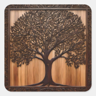 Australian Wattle Tree 3D Wood Print,  Square Sticker