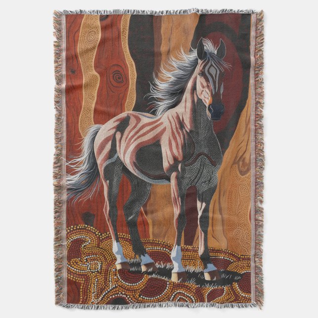 Australian Wild Brumby Throw Blanket (Front Vertical)