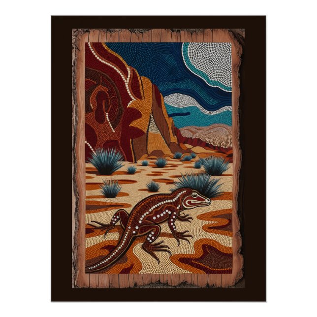 Australian Wild Lizard Wildlife Scene Poster (Front)