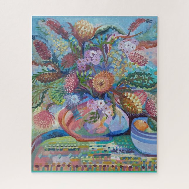 Australian wildflowers still life painting jigsaw puzzle (Vertical)