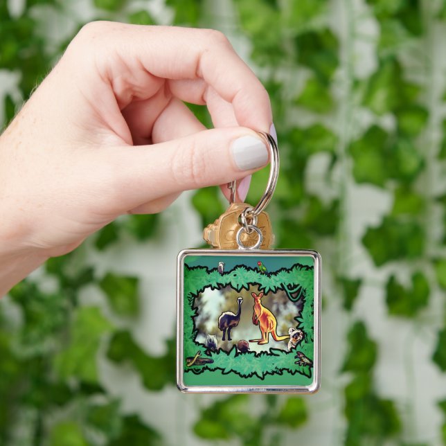 Australian Wildlife Bushland Frame Key Ring (Hand)