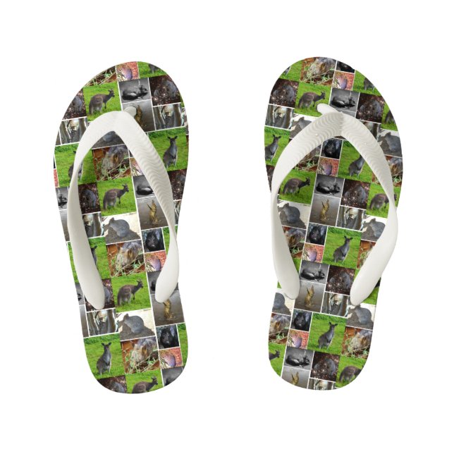 Australian Wildlife Collage, Kid's Jandals (Footbed)
