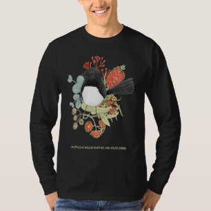 Australian Willie Wagtail and Wildflowers T-Shirt