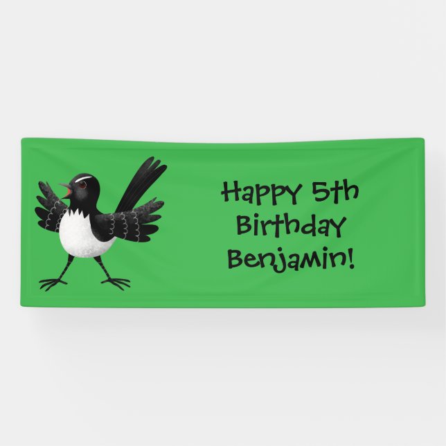 Australian Willie Wagtail cartoon  Banner (Horizontal)