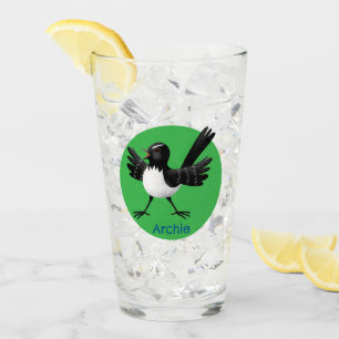 Australian Willie Wagtail cartoon personalised Glass