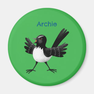 Australian Willie Wagtail cartoon personalised Magnet